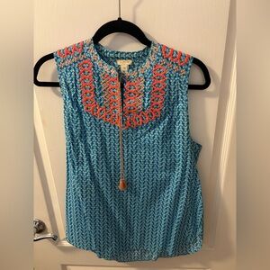 JCrew Ikat embroidered tank neon medium